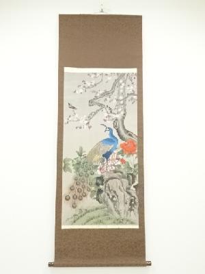 CHINESE HANGING SCROLL / HAND PAINTED / FLOWER & BIRD 